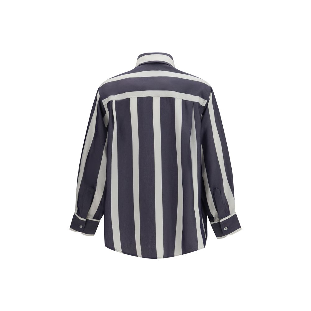 Cruna Blauw Viscose Patroonoverhemd