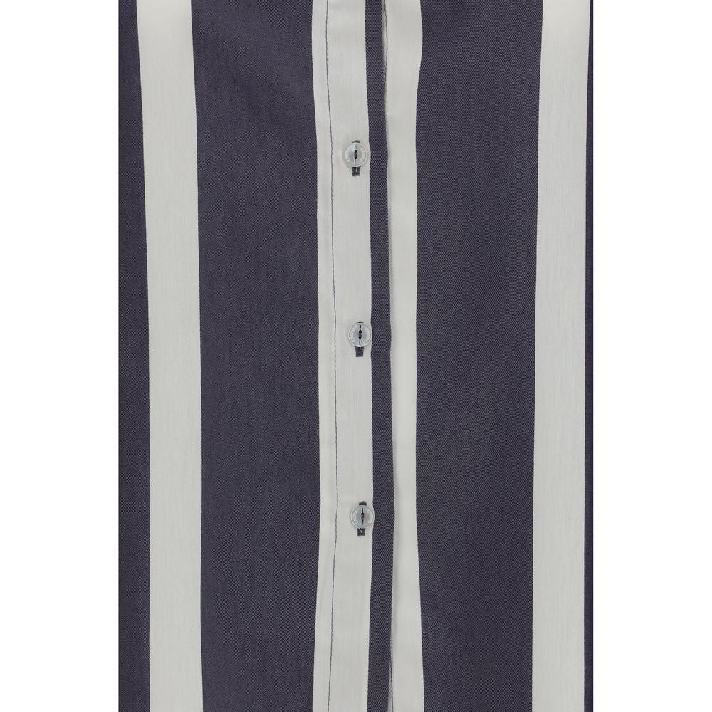 Cruna Blauw Viscose Patroonoverhemd