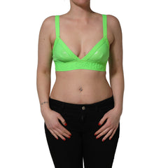 Dolce & Gabbana Neon Green Soft Cup Logo-Trim Bra Cropped Top