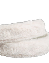 Dolce & Gabbana White Fleece Silver DG Logo Metal Buckle Belt