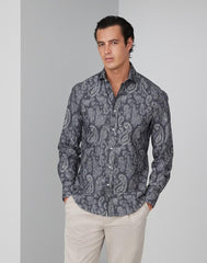 Brunello Cucinelli Gray Cotton Pattern Shirt