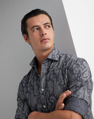 Brunello Cucinelli Gray Cotton Pattern Shirt