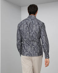Brunello Cucinelli Gray Cotton Pattern Shirt