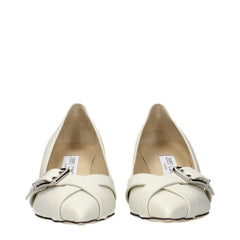 Jimmy Choo White Leather Mid Heel Pumps