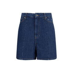 Marine Serre Blue Cotton Bermuda Shorts