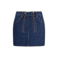 Marine Serre Blue Cotton Mini Skirt