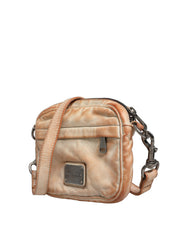 Dolce & Gabbana Beige Vintage Leren Logo Plaque Schoudertas Mannen Tas