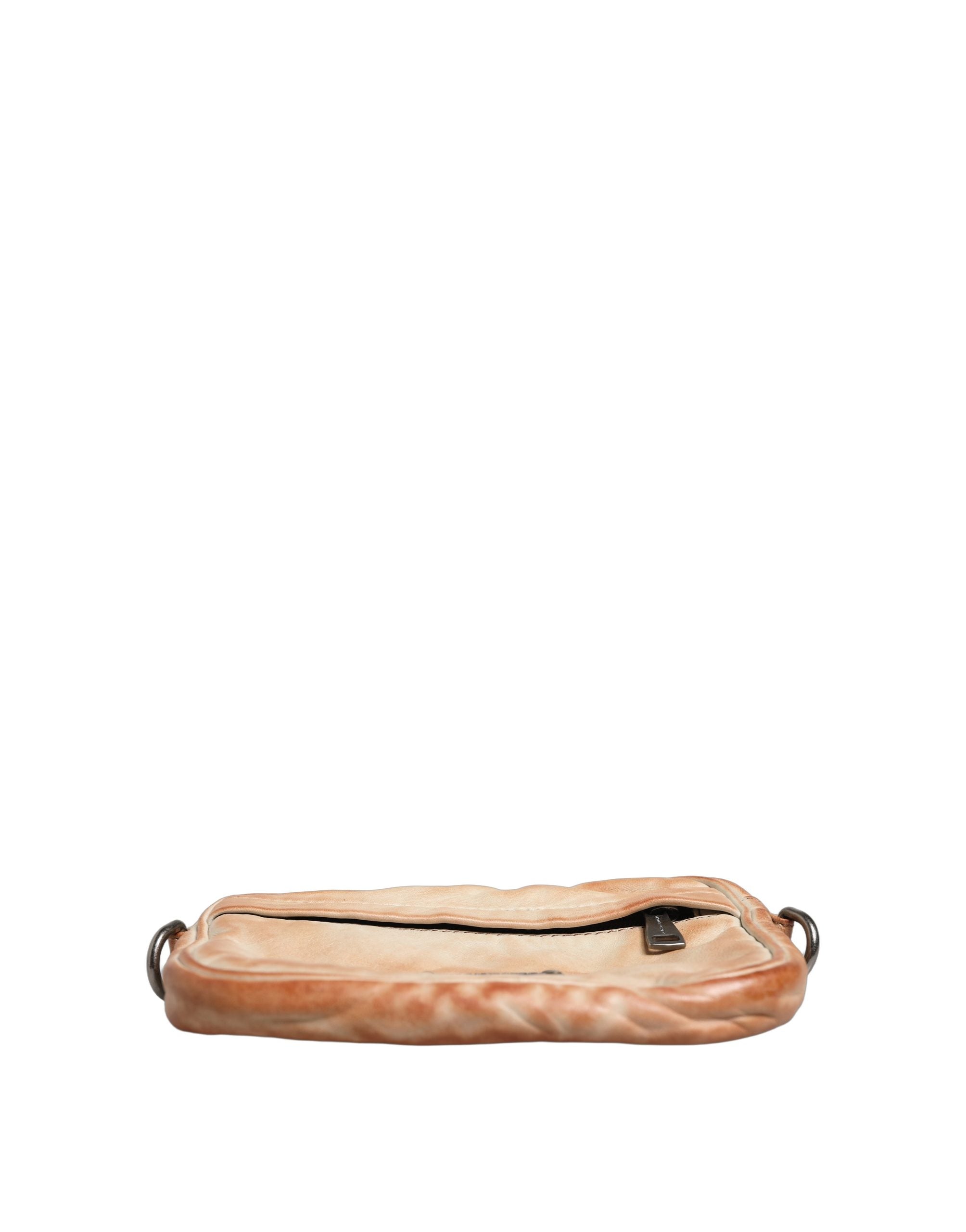 Dolce & Gabbana Beige Vintage Leren Logo Plaque Schoudertas Mannen Tas