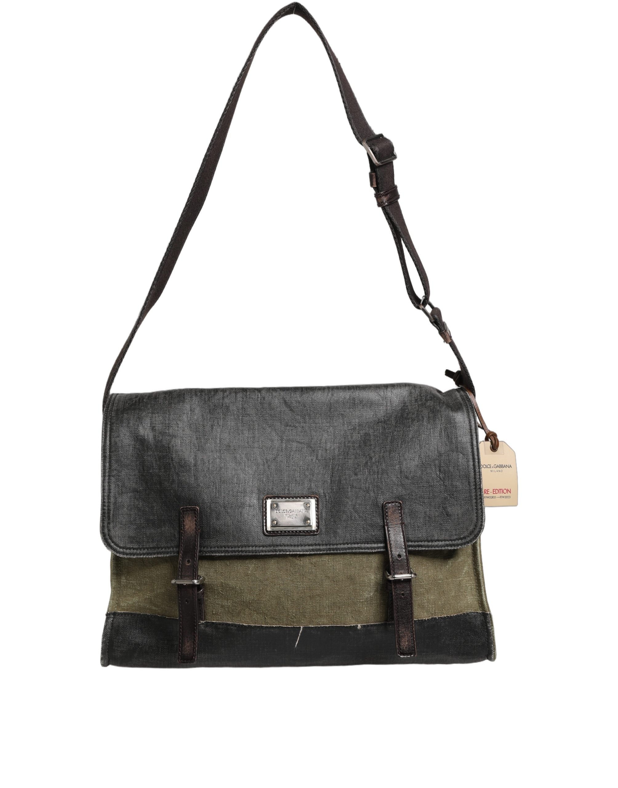 Dolce & Gabbana Militairgroene Tweekleurige Messenger Schoudertas Heren