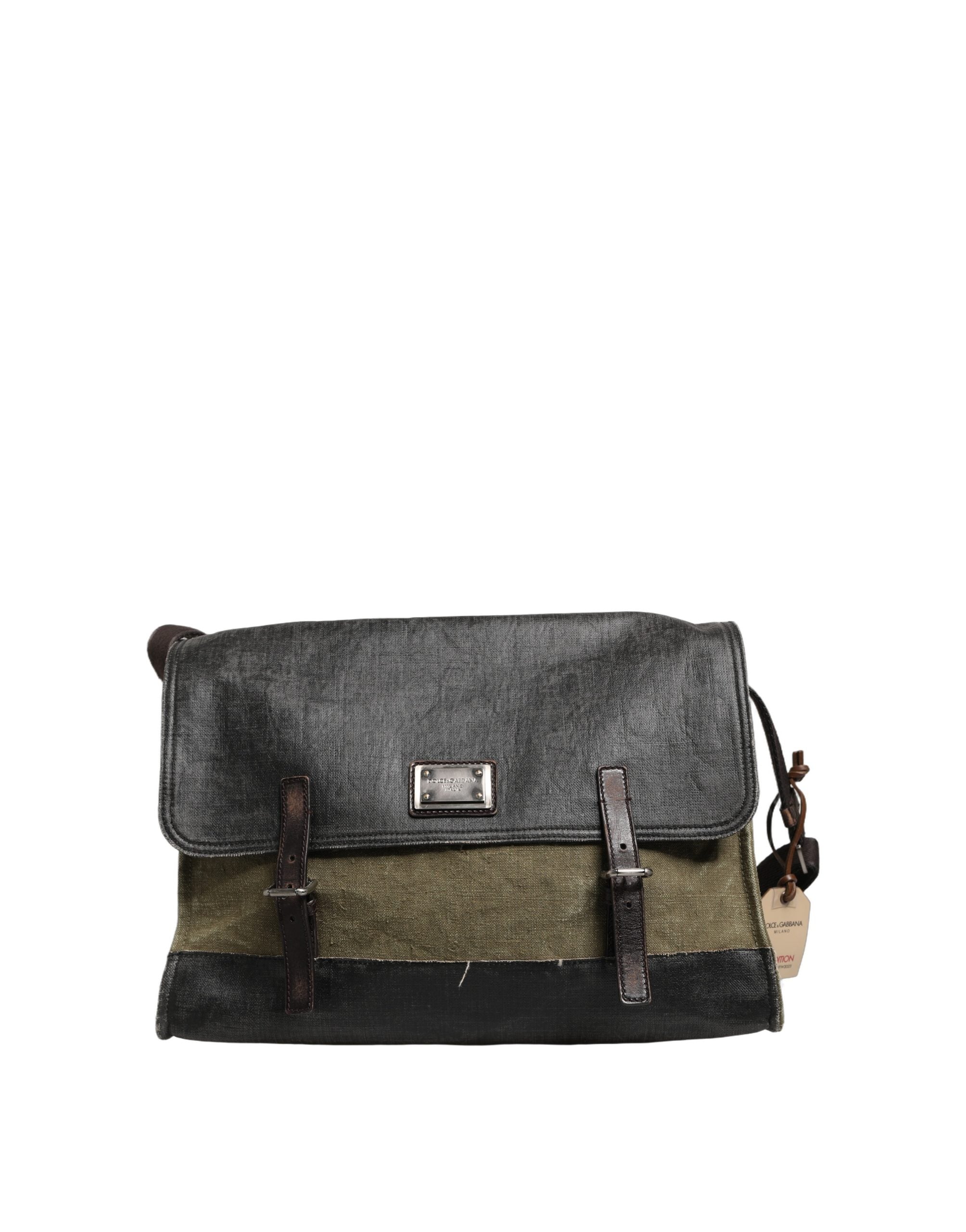 Dolce & Gabbana Militairgroene Tweekleurige Messenger Schoudertas Heren