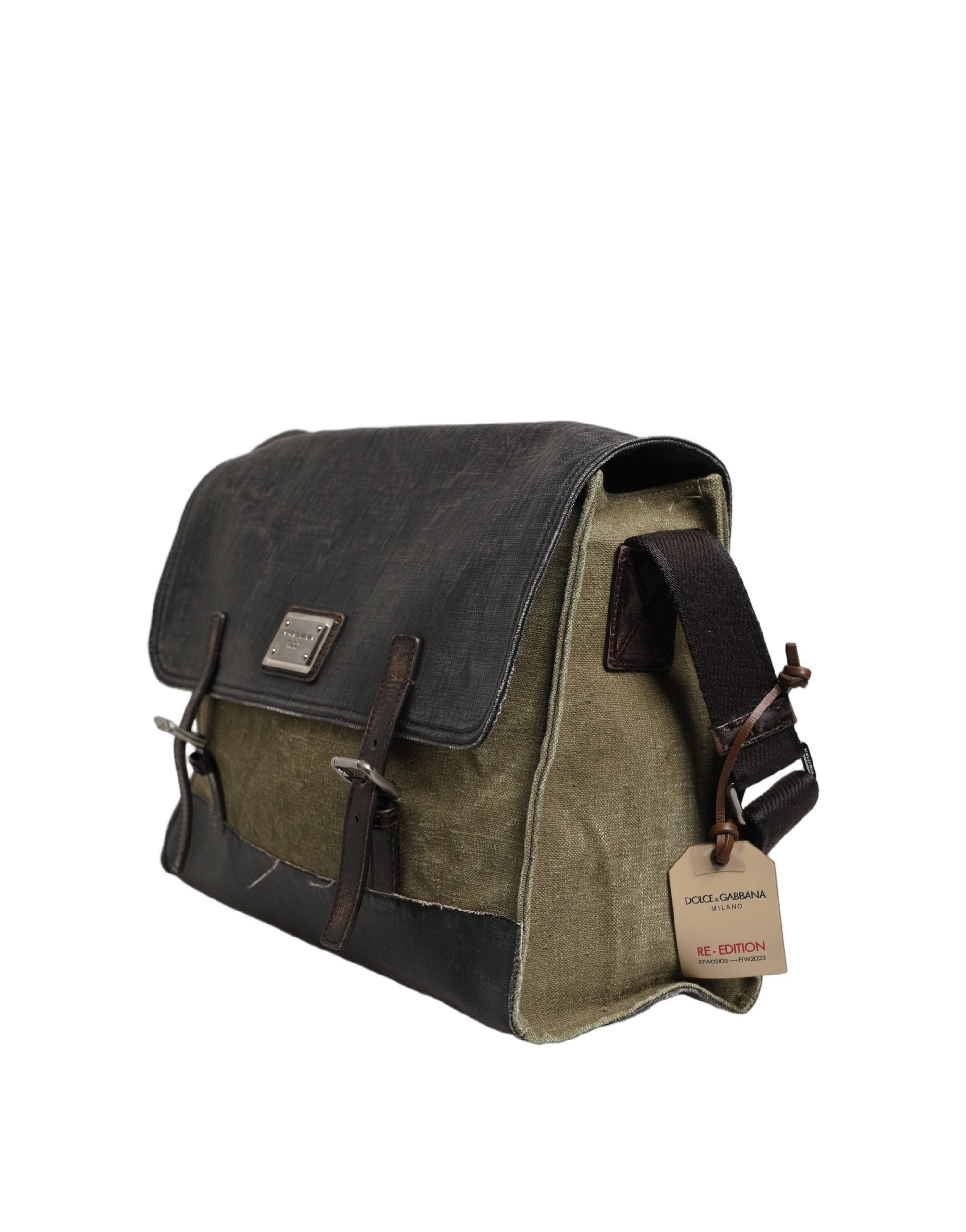 Dolce & Gabbana Militairgroene Tweekleurige Messenger Schoudertas Heren