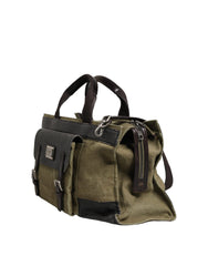 Dolce & Gabbana Militairgroene Two Tone Tote Duffel Schouder Borse Tas