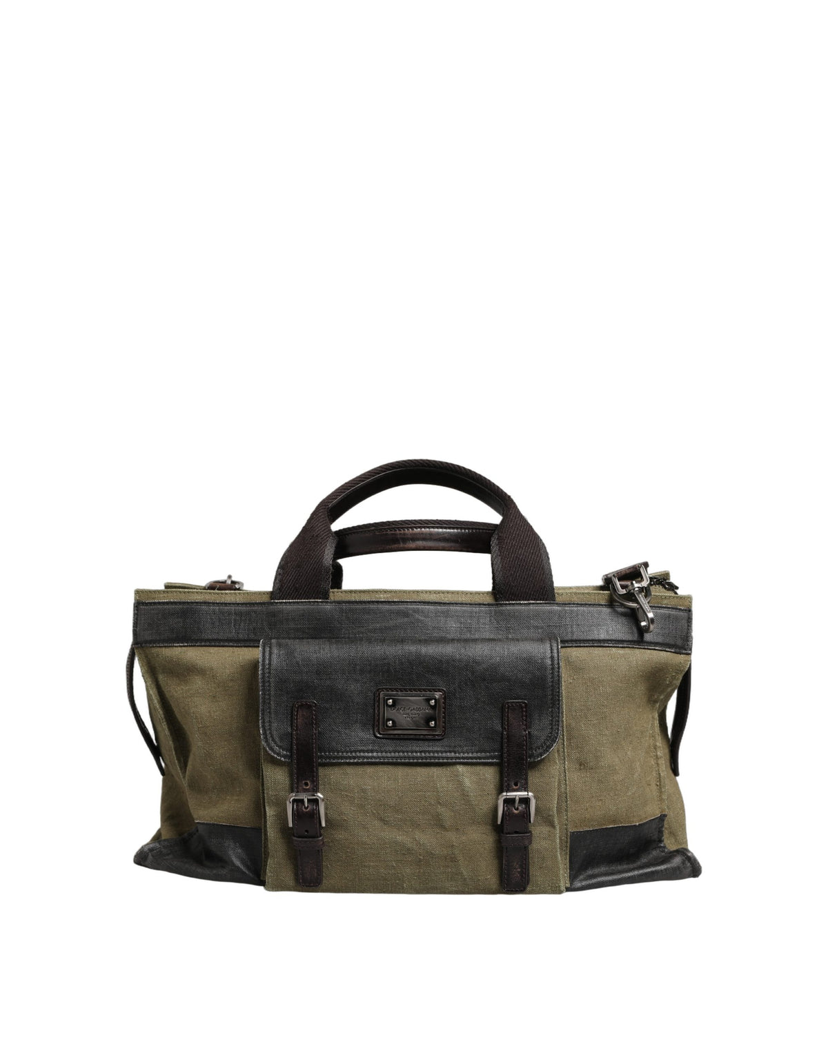 Dolce & Gabbana Militairgroene Two Tone Tote Duffel Schouder Borse Tas