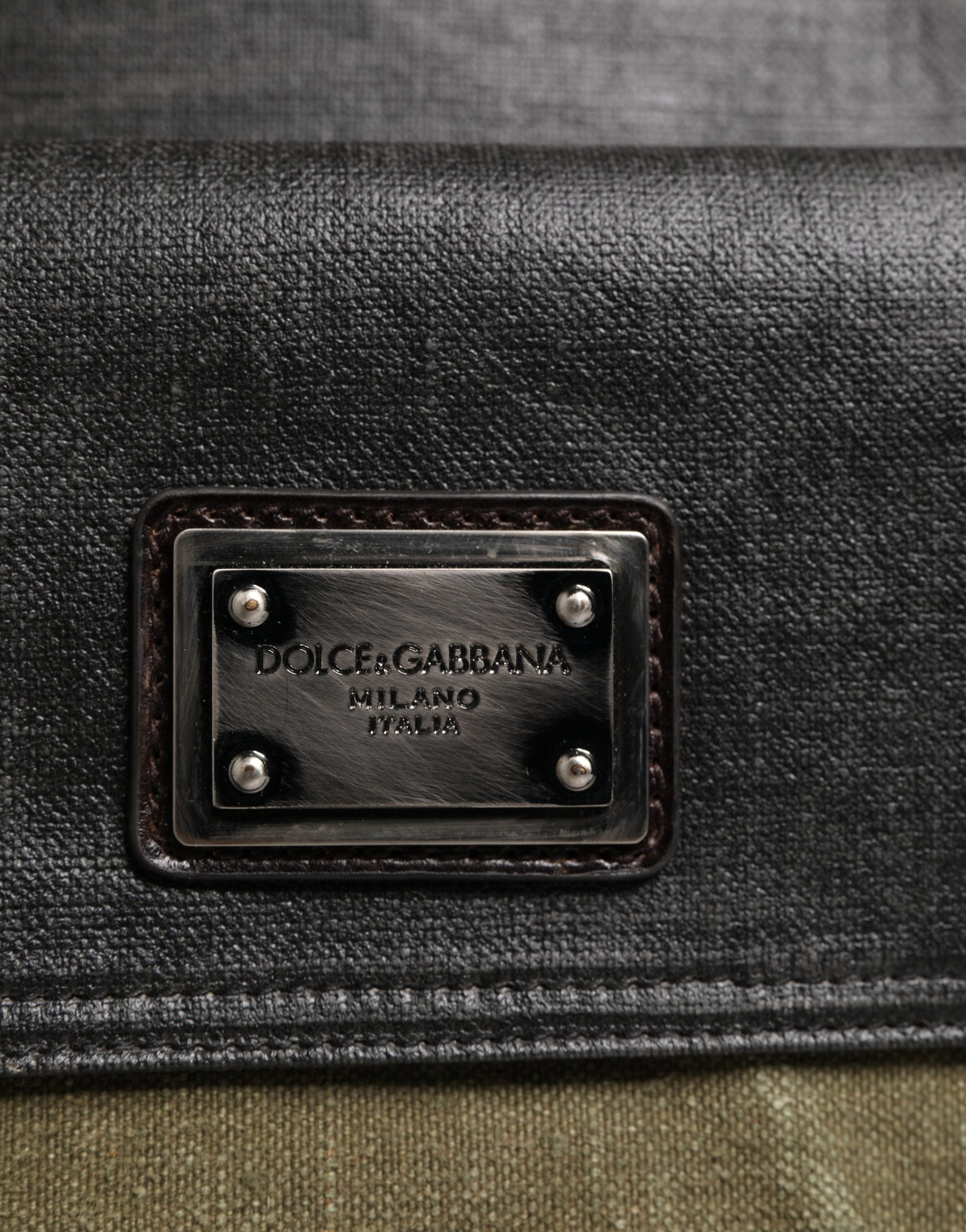 Dolce & Gabbana Militairgroene Two Tone Tote Duffel Schouder Borse Tas