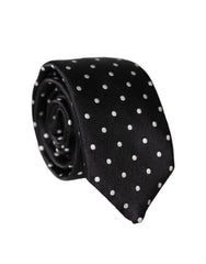 Dolce & Gabbana Black White Polka Dots Silk Adjustable Men Necktie Tie