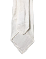 Dolce & Gabbana White Solid Silk Blend Adjustable Men Tied Necktie Tie