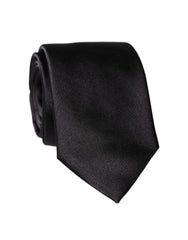 Dolce & Gabbana Black Solid 100% Silk Adjustable Men Tied Necktie Tie