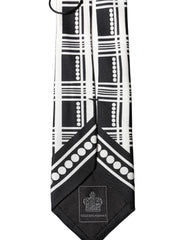 Dolce & Gabbana Black White Abstract Silk Adjustable Men Tied Necktie Tie