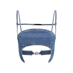 Marine Serre Blauw Denim Overhemd