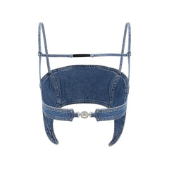 Marine Serre Blauw Denim Overhemd