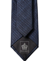 Dolce & Gabbana Navy Blue Textured Silk Adjustable Men Tied Necktie Tie