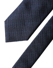 Dolce & Gabbana Navy Blue Textured Silk Adjustable Men Tied Necktie Tie