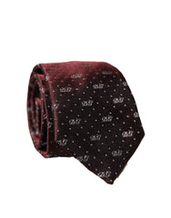 Dolce & Gabbana Bordeaux Logo Monogram Zijden Verstelbare Herenstropdas
