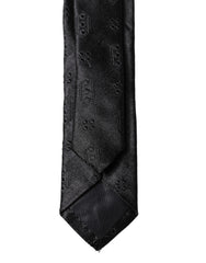 Dolce & Gabbana Black Patterned 100% Silk Adjustable Men Necktie Tie