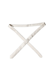 Dolce & Gabbana Off White Satin 100% Silk Adjustable Men Tied Necktie Tie