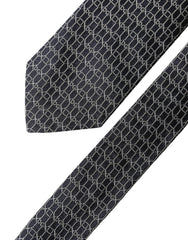 Dolce & Gabbana Black Geometric DG Silk Adjustable Men Tied Necktie Tie