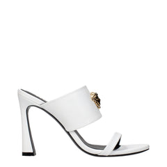 Versace White Leather Stiletto Heel Sandals