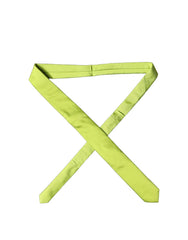 Dolce & Gabbana Neon Green Silk Satin Wide Adjustable Men Necktie Tie