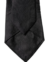 Dolce & Gabbana Black Paisley Woven Silk Adjustable Women Necktie Tie