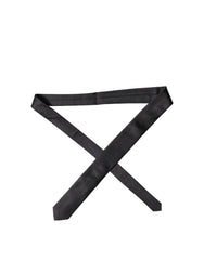 Dolce & Gabbana Black Solid Silk Satin Wide Adjustable Men Necktie Tie