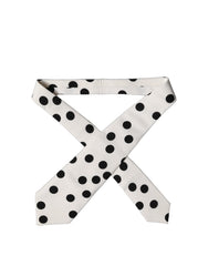 Dolce & Gabbana White Black Polka Dot Silk Adjustable Women Necktie Tie