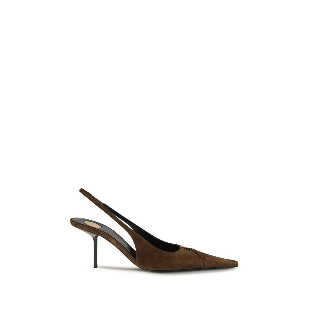 Saint Laurent Bruin Kalfsleer Bos Taurus Pumps met Hoge Hak