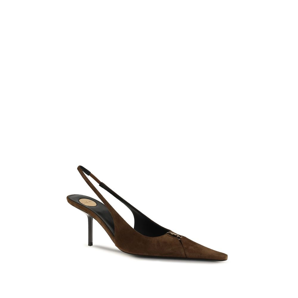 Saint Laurent Bruin Kalfsleer Bos Taurus Pumps met Hoge Hak