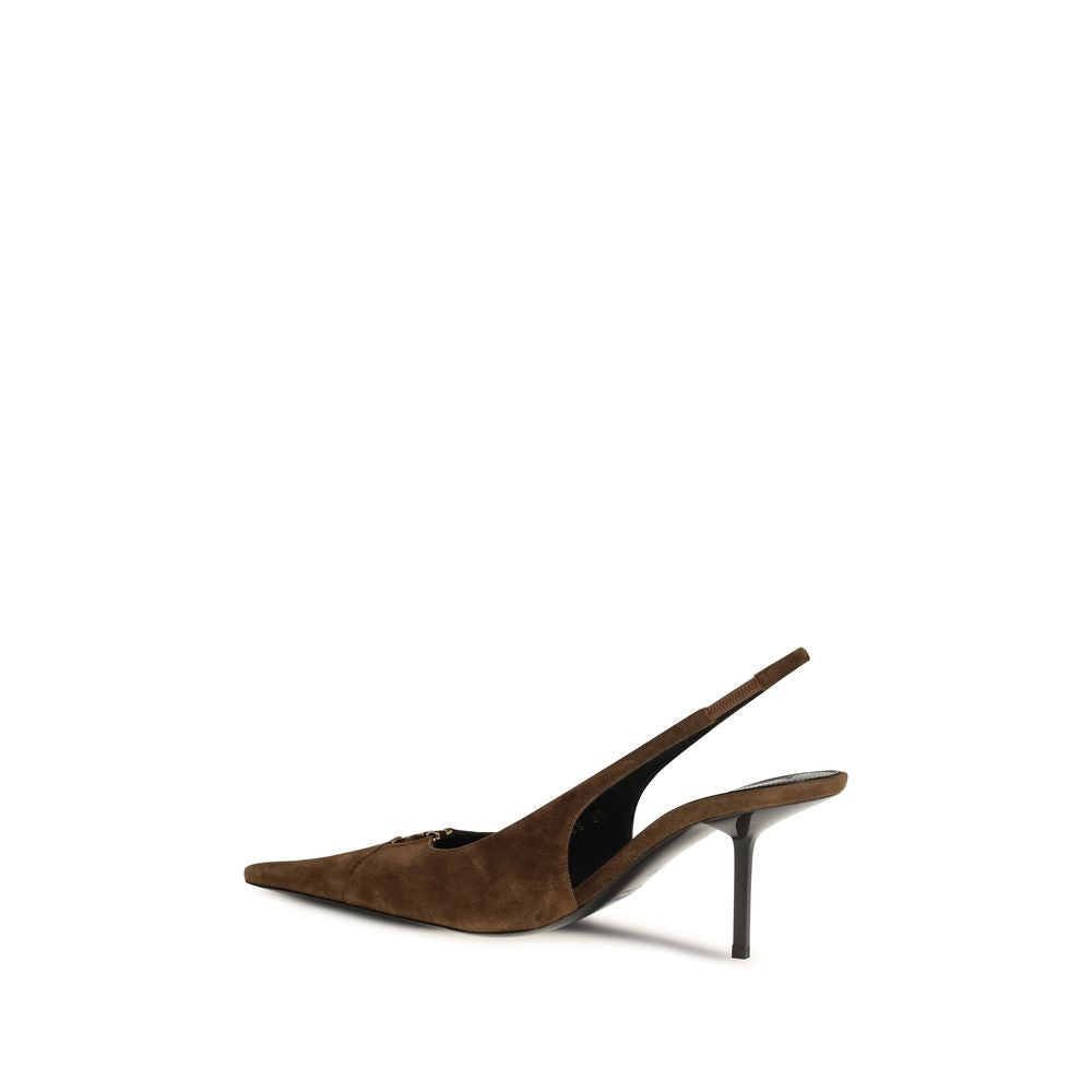 Saint Laurent Bruin Kalfsleer Bos Taurus Pumps met Hoge Hak