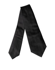 Dolce & Gabbana Black Satin Silk Blend Adjustable Women Tied Necktie Tie