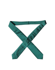 Dolce & Gabbana Dark Green Satin Silk Adjustable Women Tied Necktie Tie