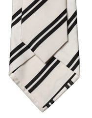 Dolce & Gabbana White Black Stripes Silk Adjustable Women Necktie Tie