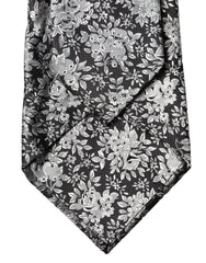Dolce & Gabbana Black Silver Floral Silk Adjustable Women Necktie Tie