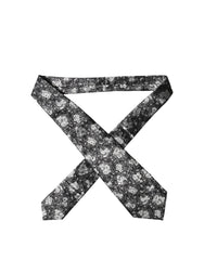 Dolce & Gabbana Black White Floral Silk Adjustable Women Necktie Tie