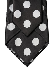 Dolce & Gabbana Black White Polka Dot Silk Adjustable Women Necktie Tie
