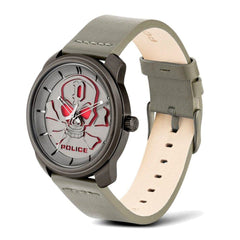 Police Grijs Lederen Dress Watch