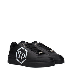 Philipp Plein Black Leather Low Top Sneakers