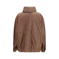 Calvin Klein Brown Lamb Ovis Aries Aries Leather Jacket