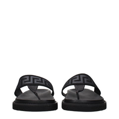 Versace Black Fabric Flip-Flop Sandals