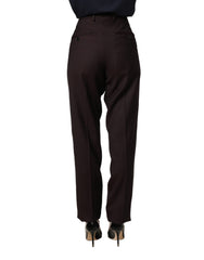 Dolce & Gabbana Brown Straight Leg Dress Silk Trousers Pants
