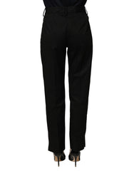 Dolce & Gabbana Black Tapered Leg Dress Cotton Trousers Pants